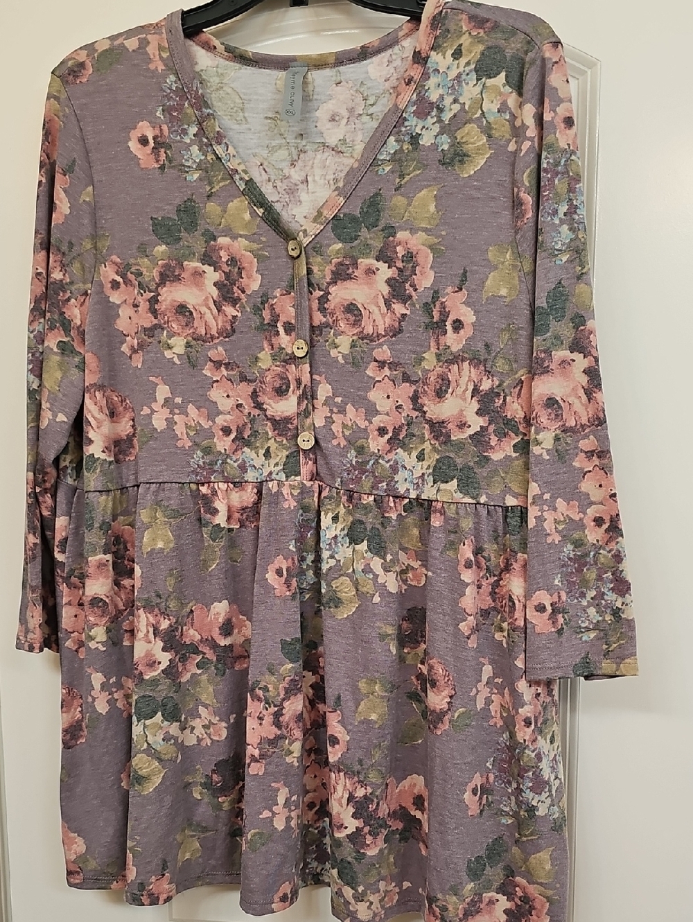 Honeyme Curvy Lavender Floral Peplum Top Xxl